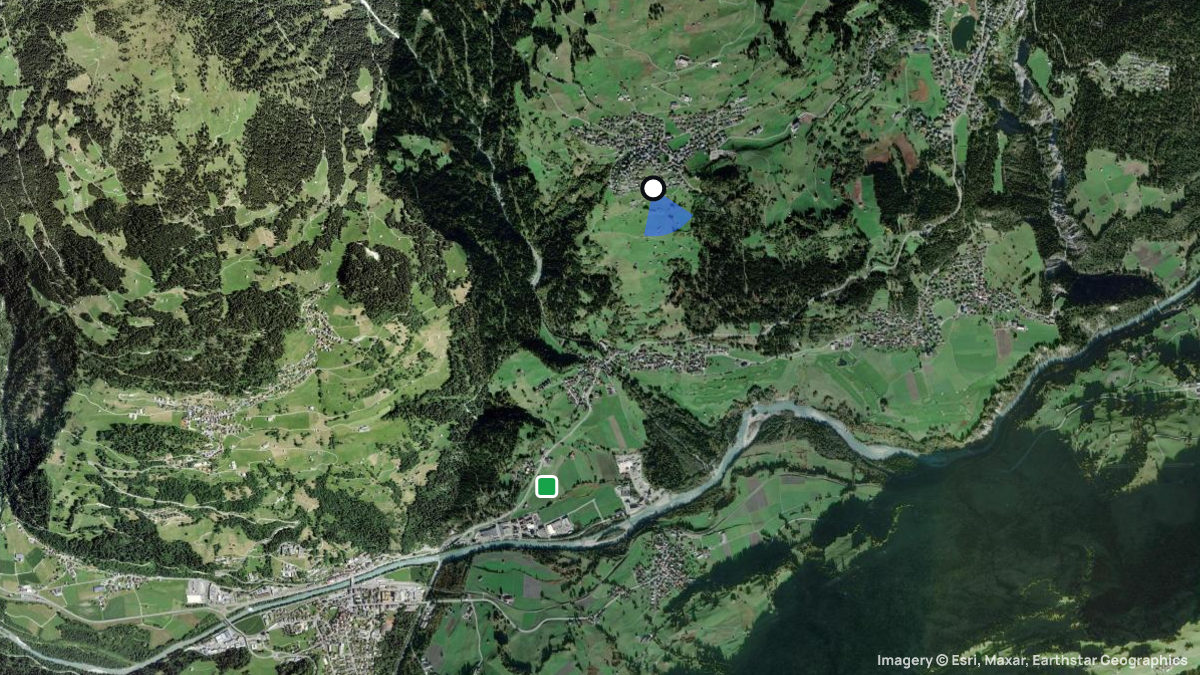 Satellite map of Falera with its launches and landings