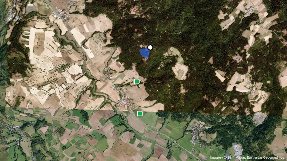 Satellite map of Radspitze with its launches and landings