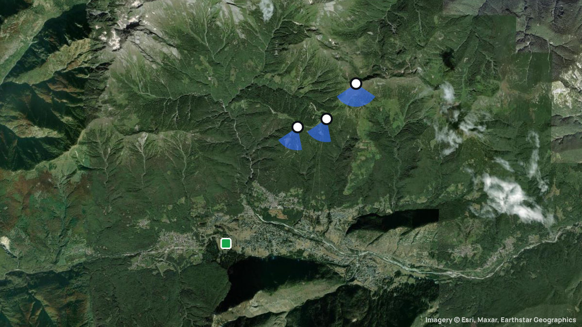 Satellite map of Piana di Vigezzo with its launches and landings
