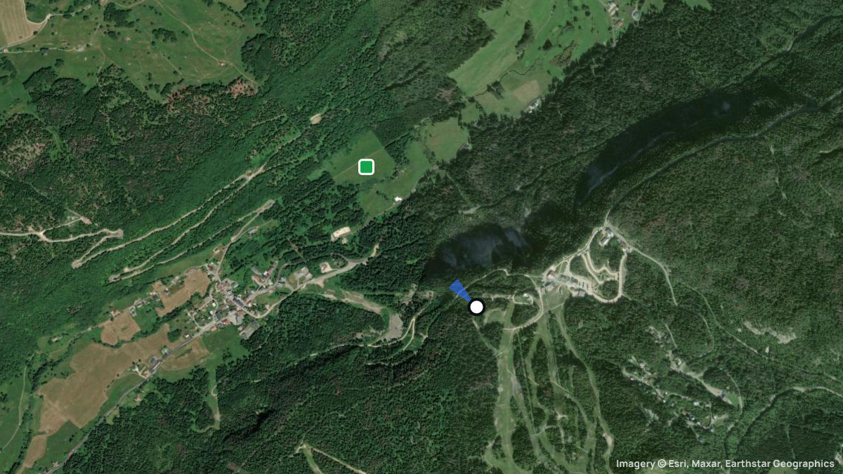 Satellite map of Mijoux with its launches and landings