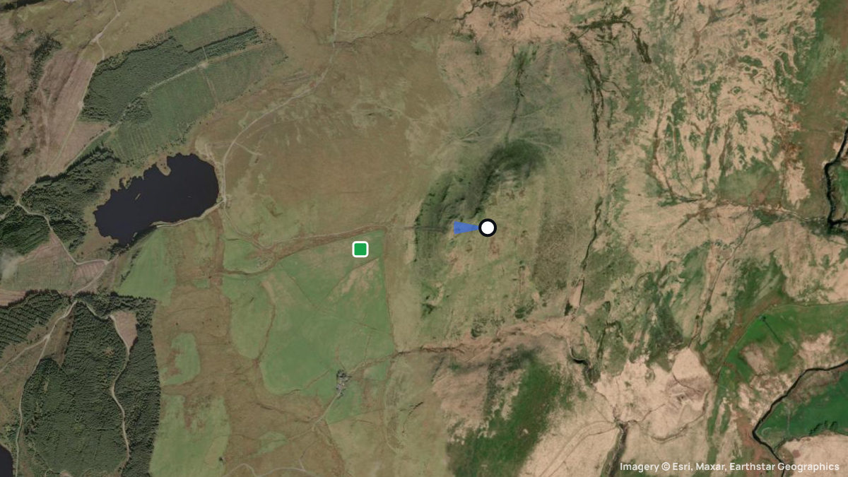 Satellite map of Disgwylfa Fawr with its launches and landings