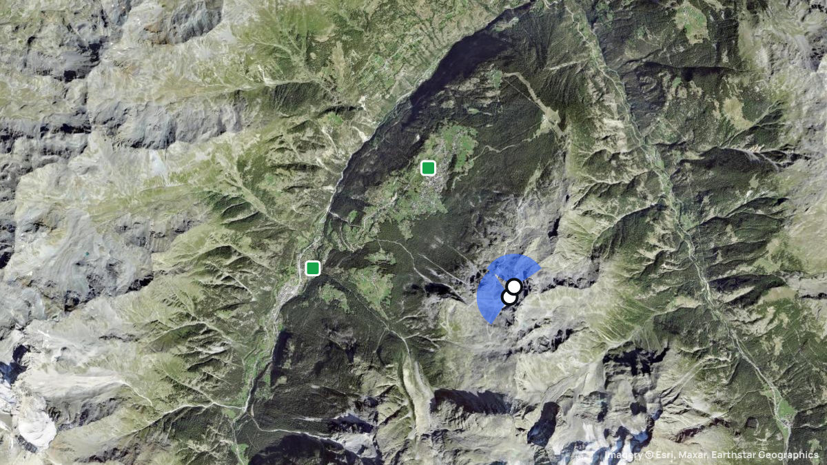 Satellitenkarte von Seetalhorn mit Start- und Landeplätzen