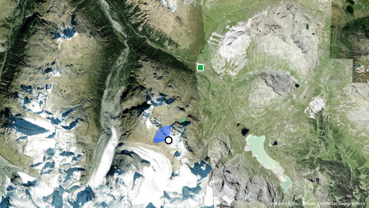 Satellite map of Diavolezza with its launches and landings