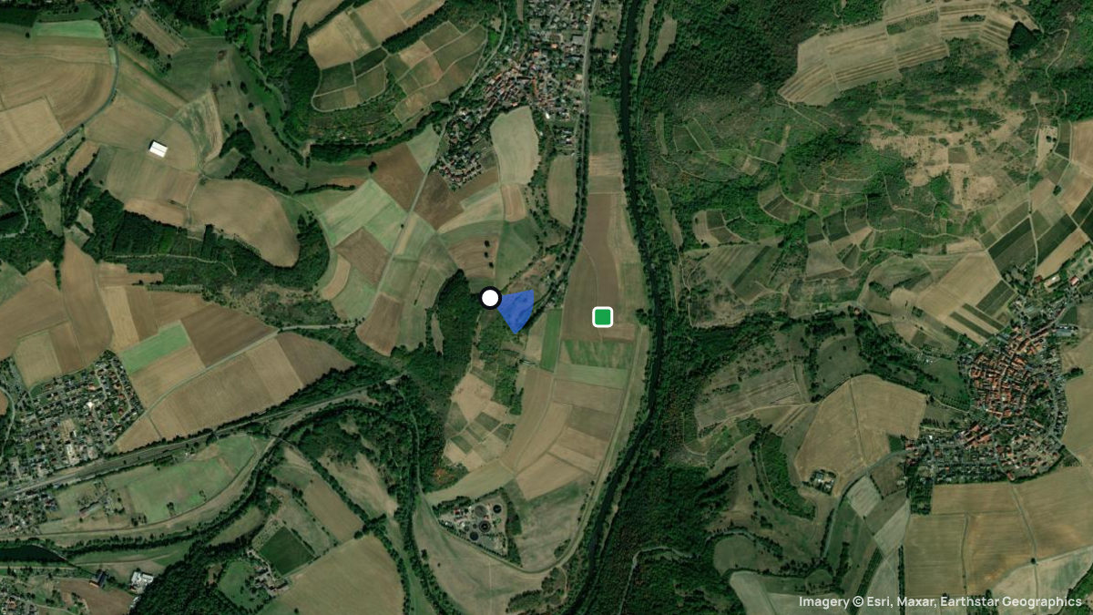 Satellitenkarte von Staudernheim mit Start- und Landeplätzen