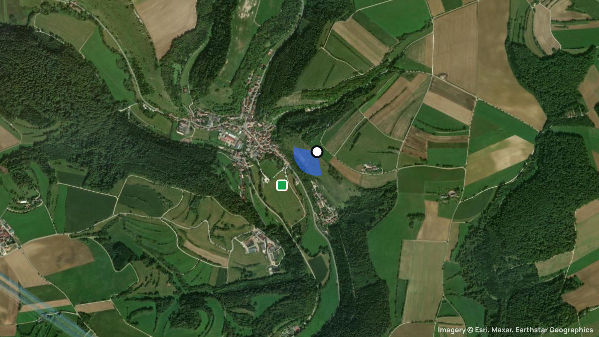 Satellite map of Obere Tonhalde with its launches and landings