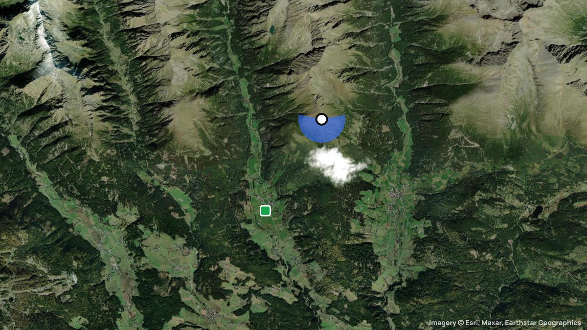Satellitenkarte von Göriach mit Start- und Landeplätzen