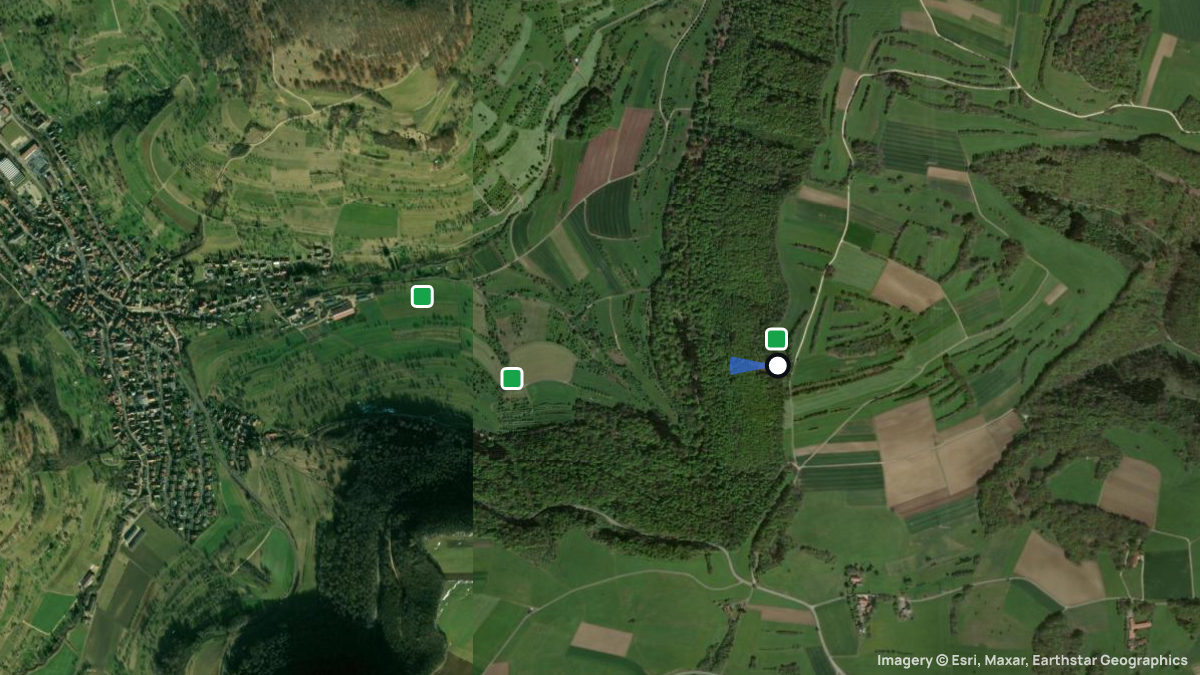 Satellite map of Neidlingen with its launches and landings