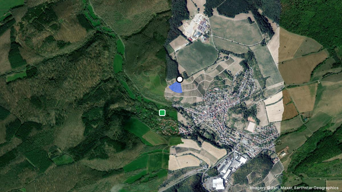 Satellitenkarte von Wingertsberg mit Start- und Landeplätzen