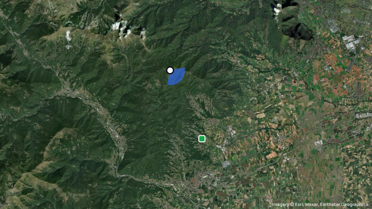 Satellite map of Monte Freidur with its launches and landings