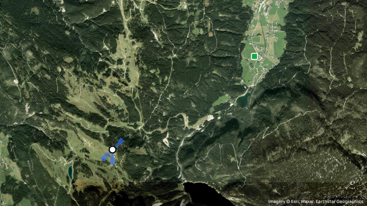 Satellite map of Zwieselalm with its launches and landings