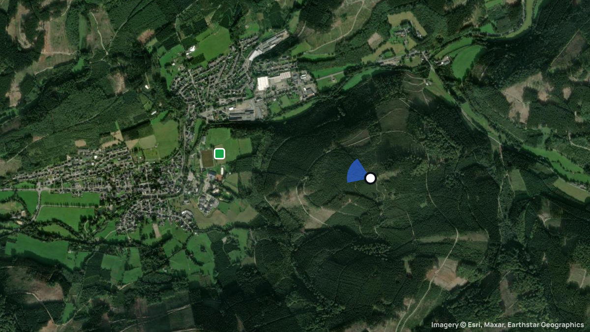 Satellitenkarte von Rossnacken mit Start- und Landeplätzen