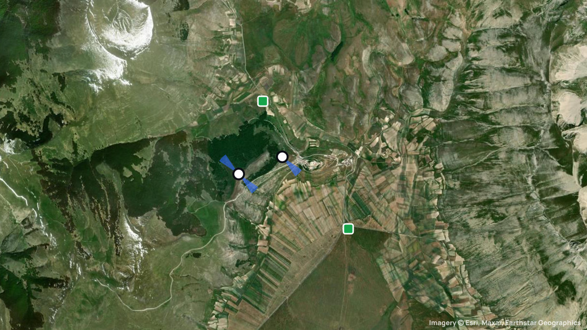 Satellite map of Veletta with its launches and landings