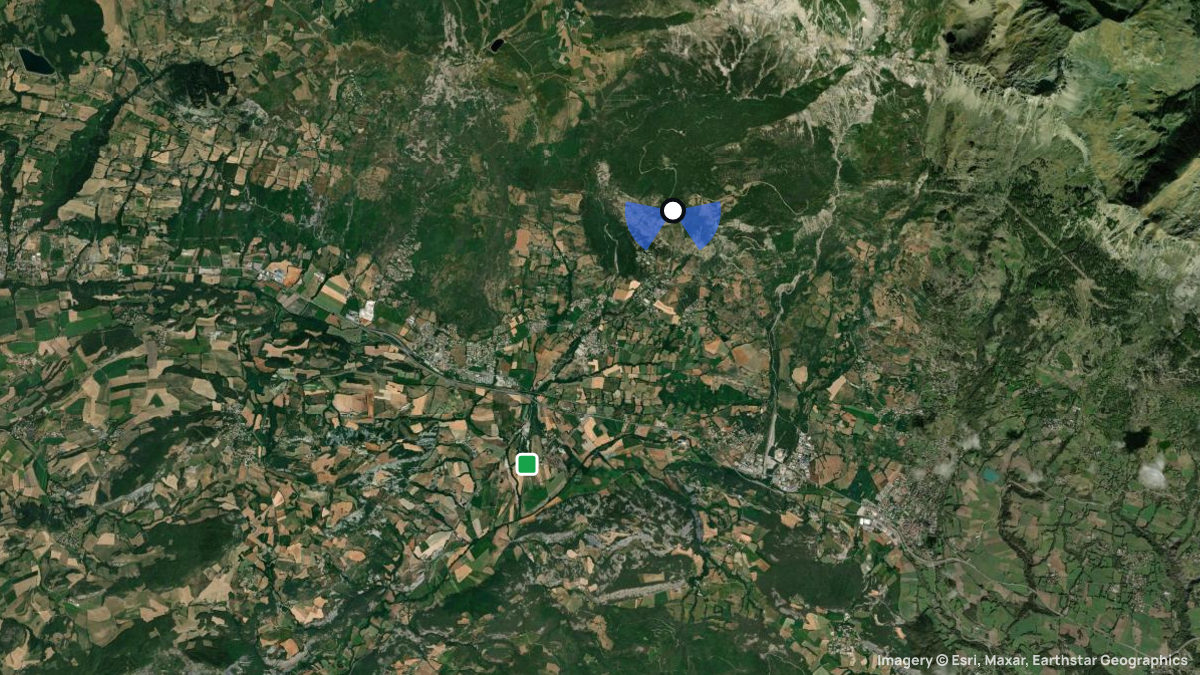 Satellite map of Belvedere Serre-Poncon with its launches and landings