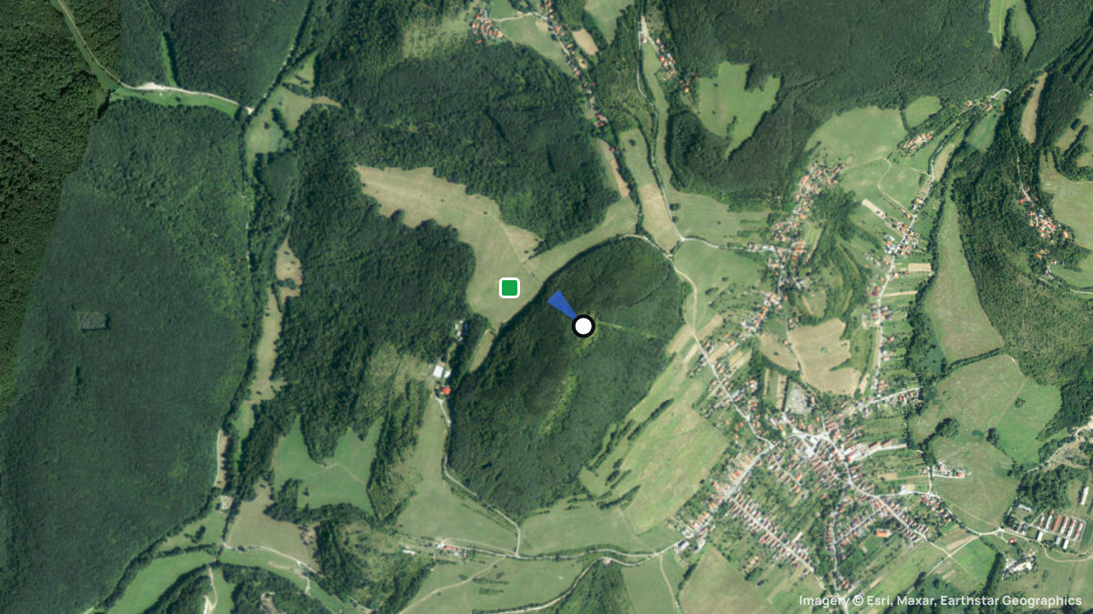 Satellite map of Drienova with its launches and landings