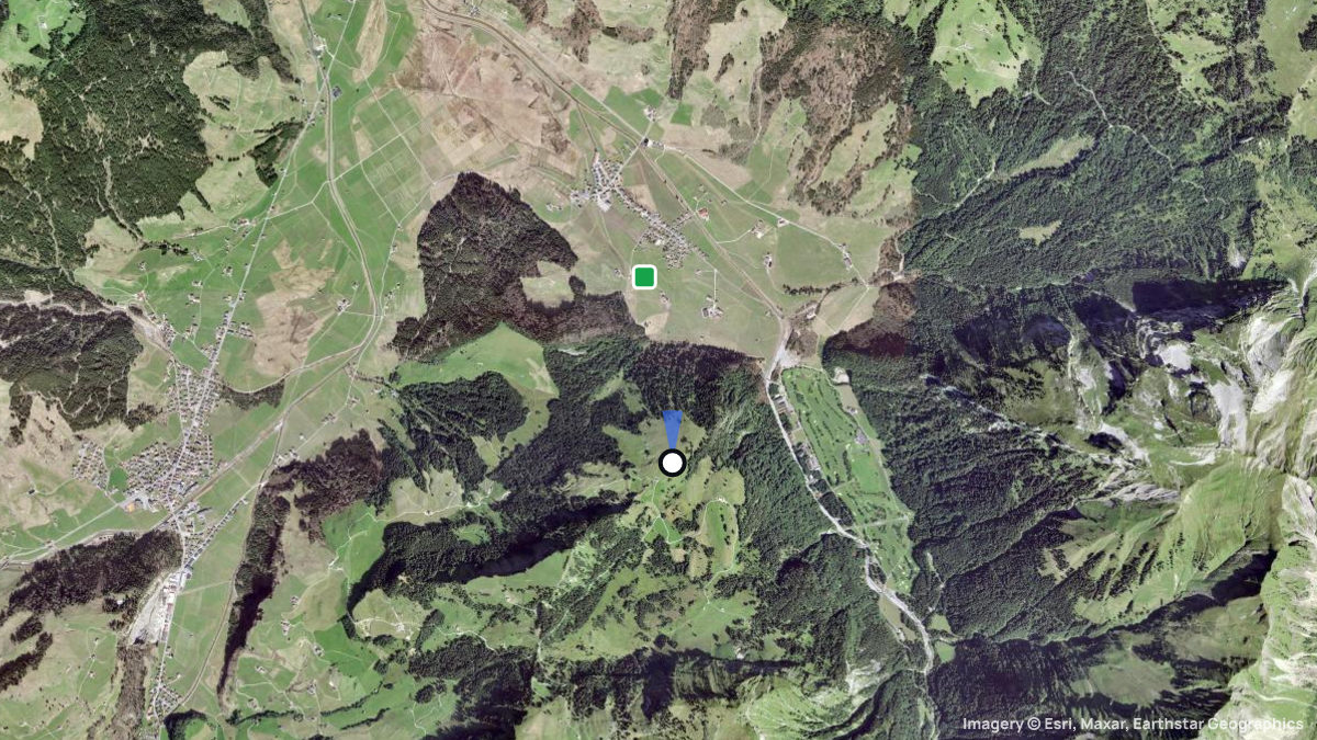 Satellitenkarte von Ober Schrot mit Start- und Landeplätzen