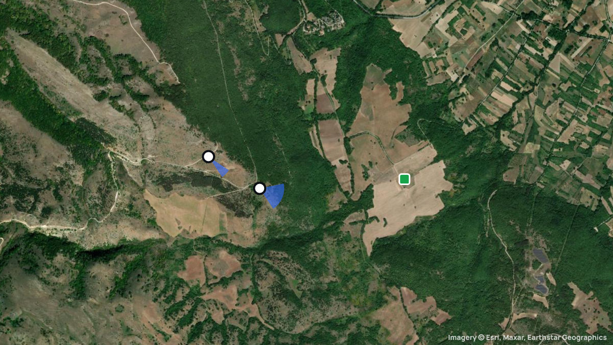 Satellite map of Gagliano Atero with its launches and landings