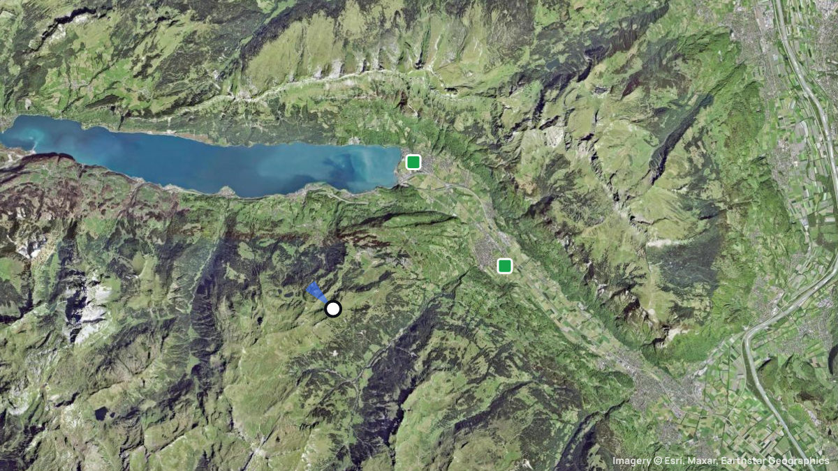Satellite map of Prodkamm with its launches and landings