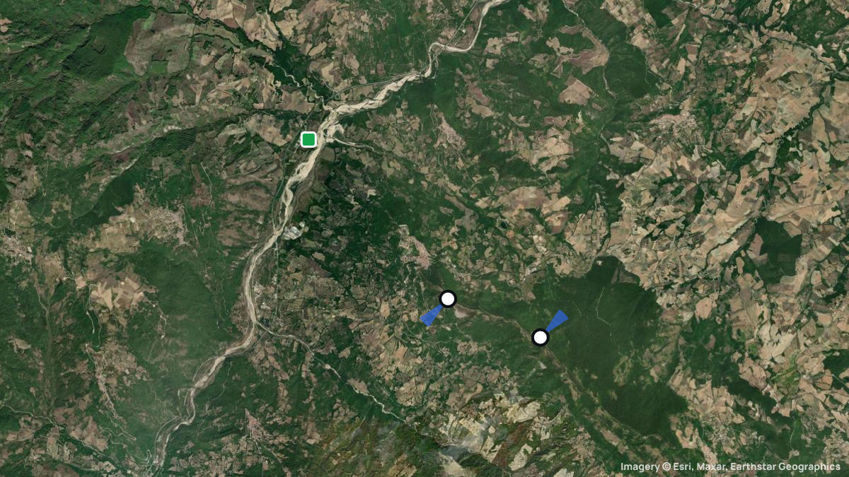 Satellitenkarte von Montefalcone mit Start- und Landeplätzen