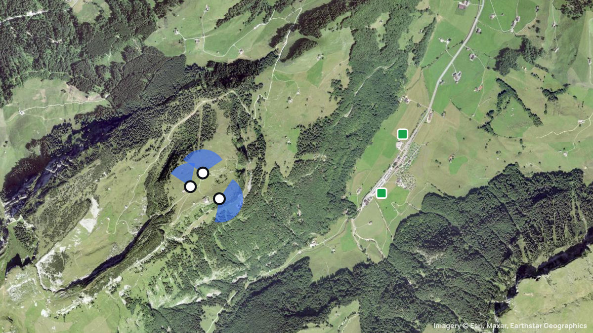 Satellitenkarte von Ebenalp mit Start- und Landeplätzen