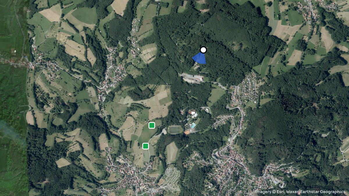 Satellitenkarte von Lindenfels mit Start- und Landeplätzen