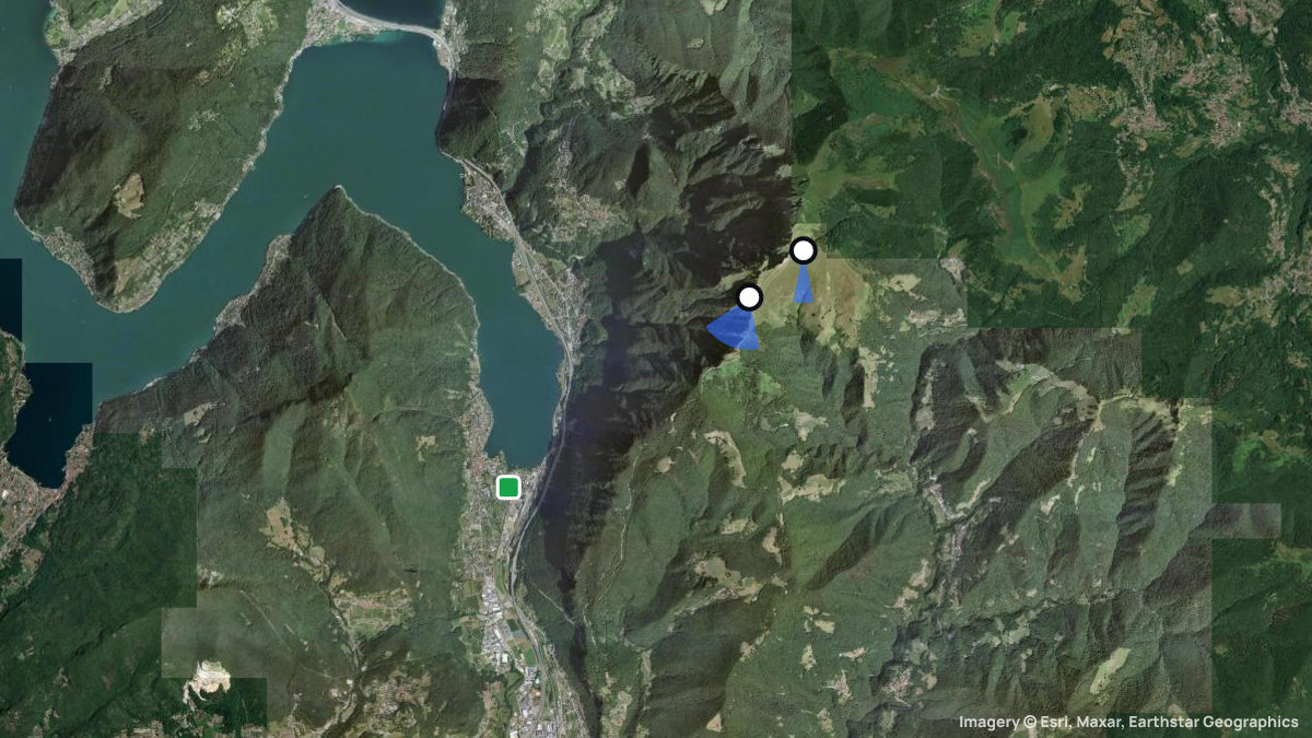 Satellitenkarte von Monte Generoso mit Start- und Landeplätzen