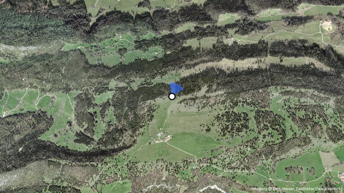 Satellitenkarte von Mont Raimeux Nord mit Start- und Landeplätzen