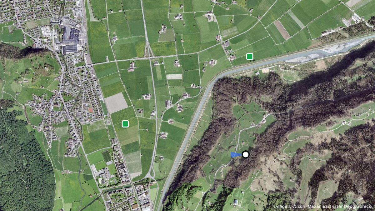 Satellitenkarte von Kerenzerberg mit Start- und Landeplätzen