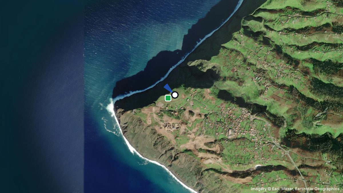 Satellite map of Ponta do Pargo with its launches and landings