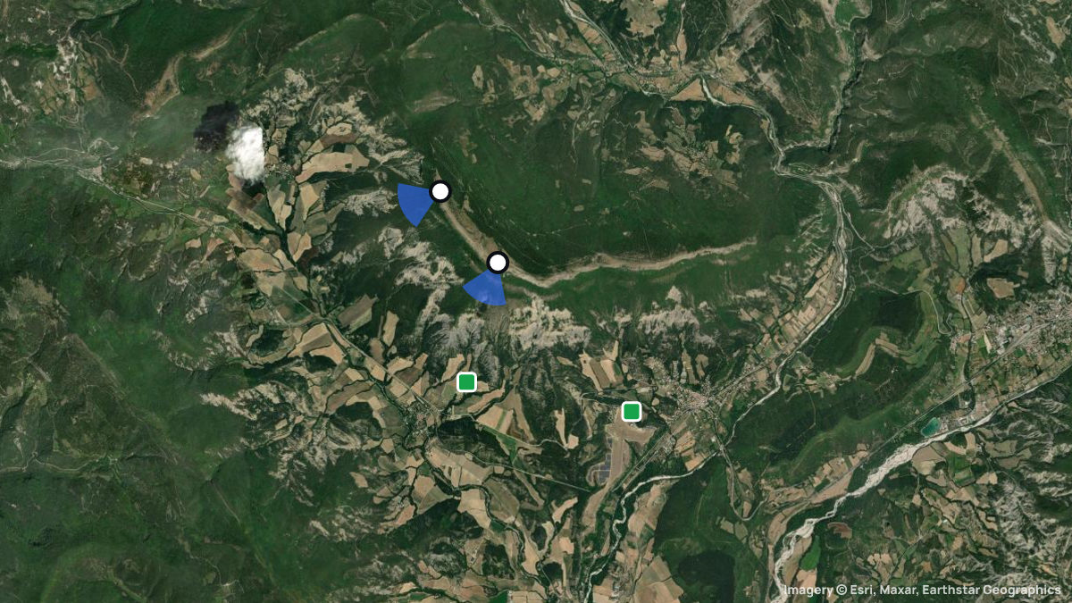 Satellite map of La Longeagne with its launches and landings