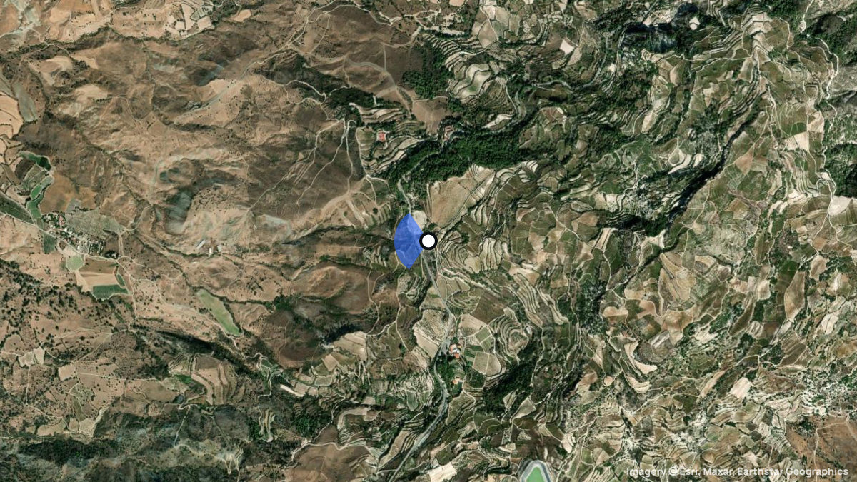 Satellite map of Panagia with its launches and landings