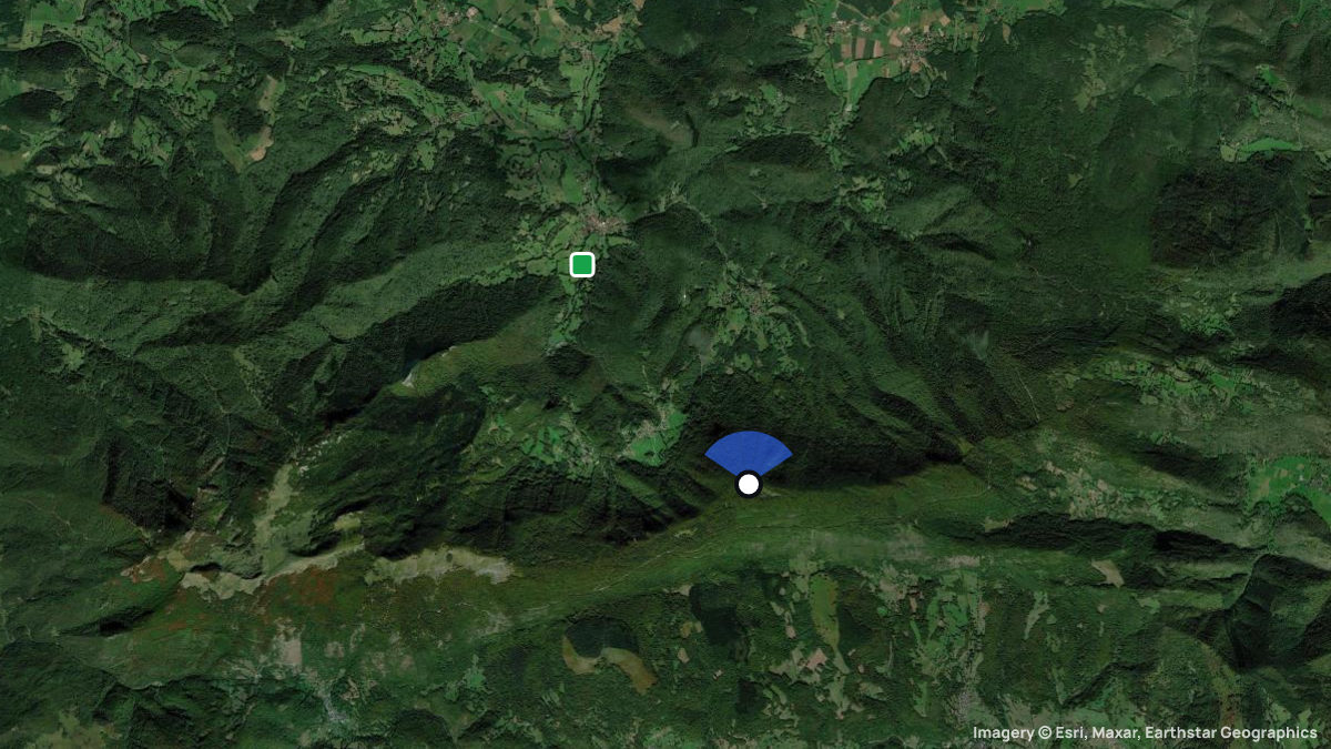 Satellite map of Piscatelle with its launches and landings
