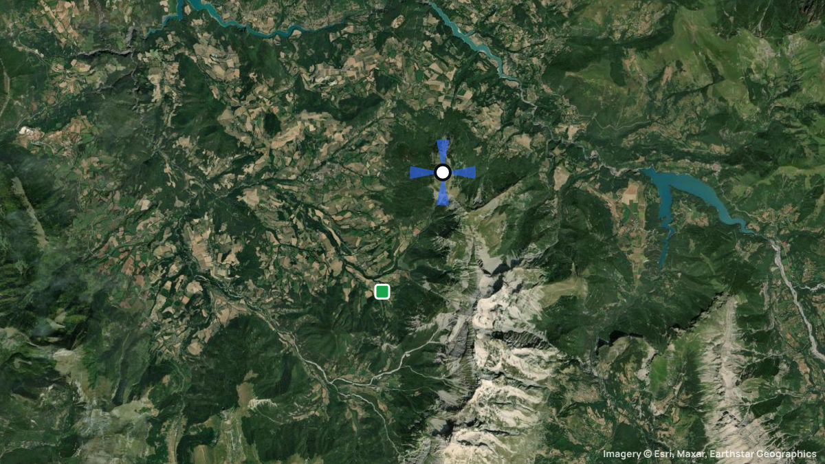 Satellitenkarte von Le Chatel mit Start- und Landeplätzen