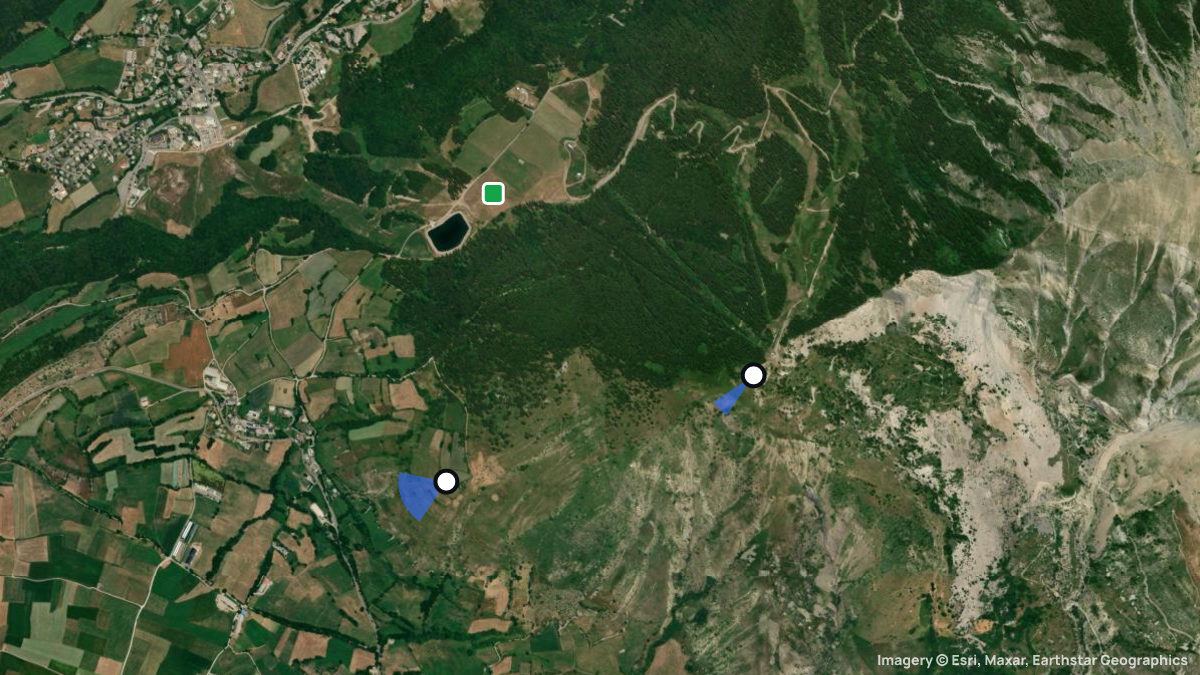 Satellite map of Cuchon d'Ancelle with its launches and landings