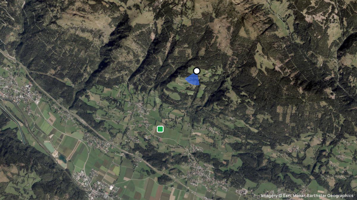 Satellitenkarte von Göriach mit Start- und Landeplätzen