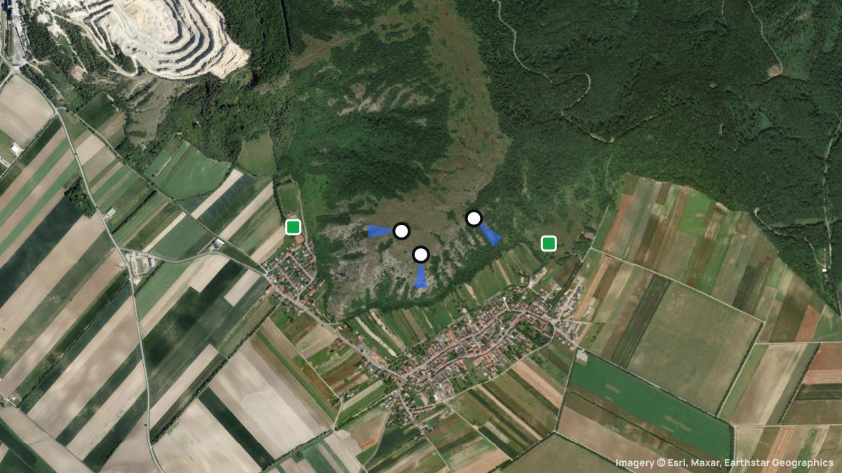 Satellite map of Hundsheimer Berg with its launches and landings