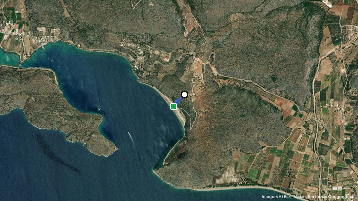 Satellite map of Vivari with its launches and landings