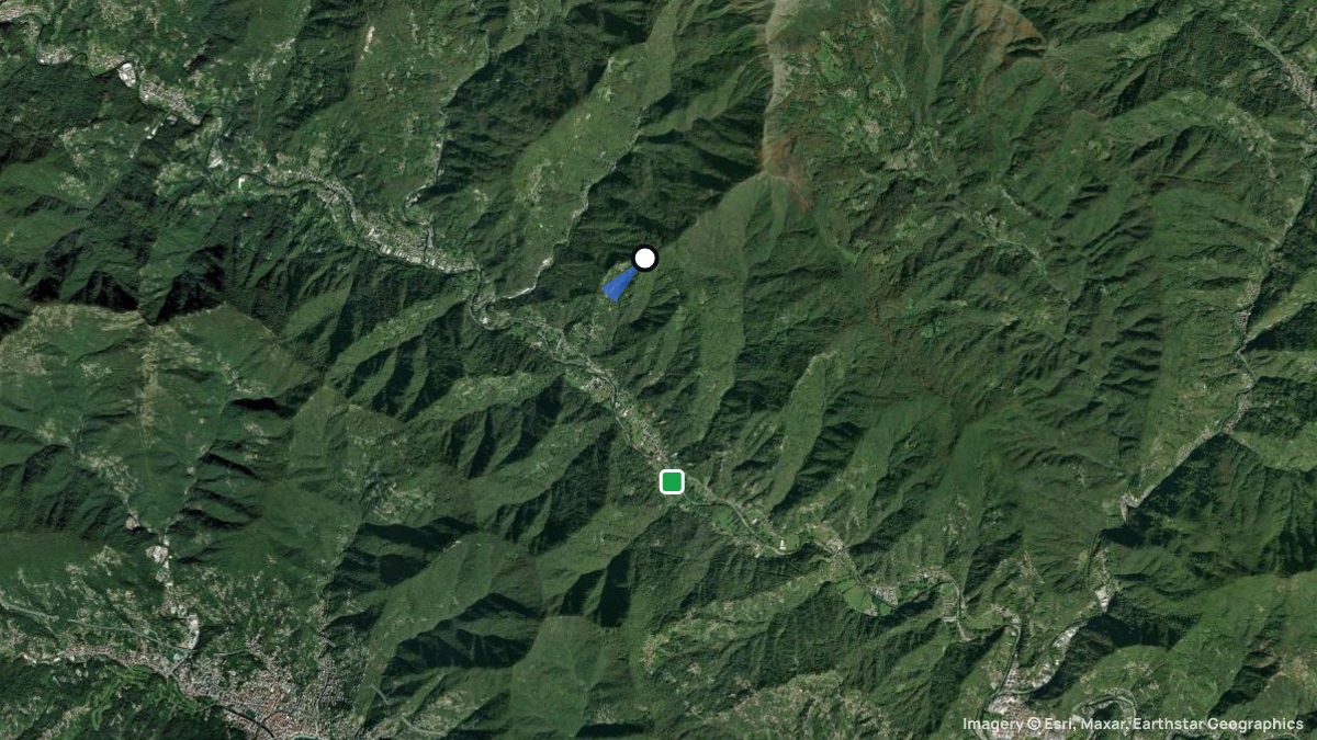 Satellitenkarte von Soglio mit Start- und Landeplätzen