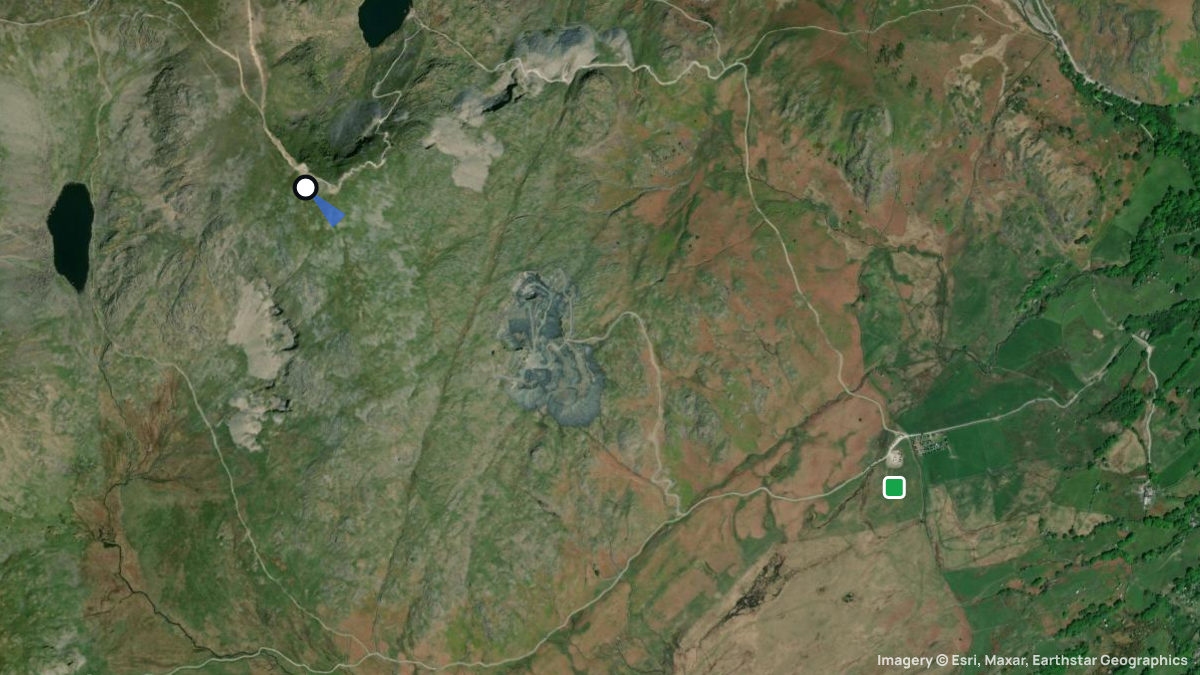 Satellitenkarte von Old Man of Coniston mit Start- und Landeplätzen