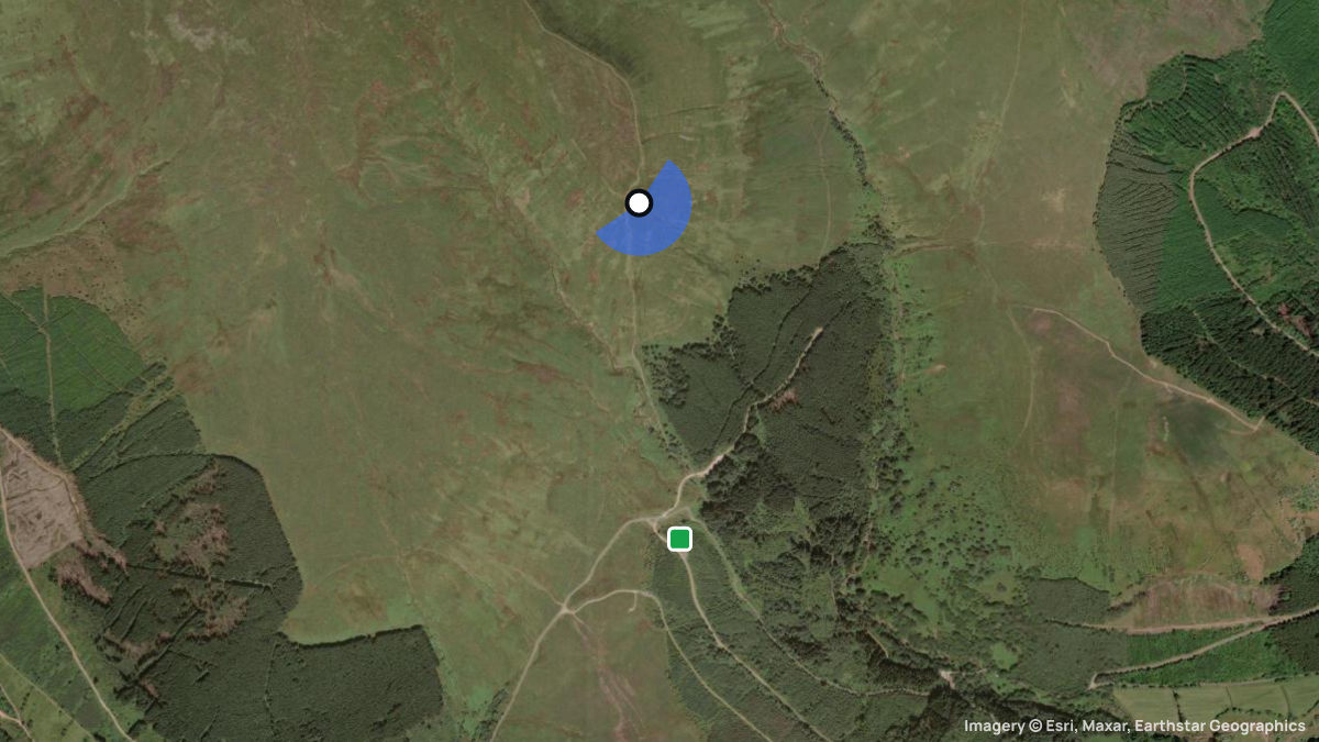 Satellite map of Talybont with its launches and landings