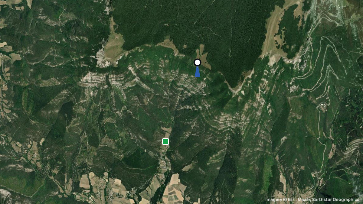 Satellite map of Col de Vassieux with its launches and landings