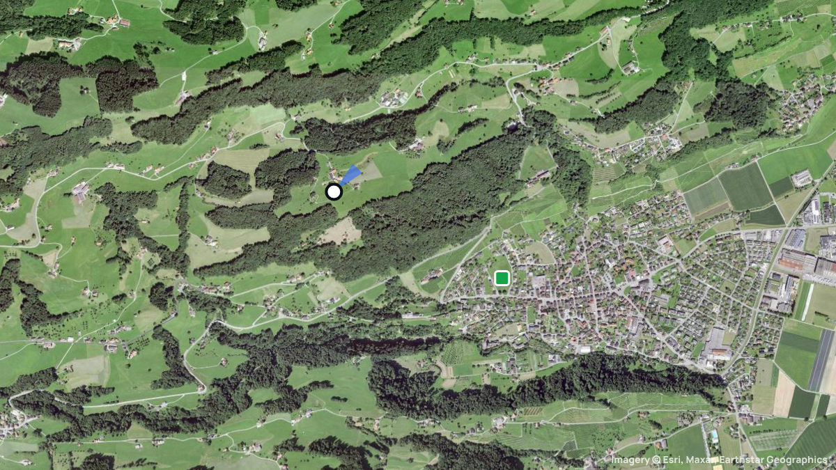 Satellite map of Hüsli Berneck with its launches and landings