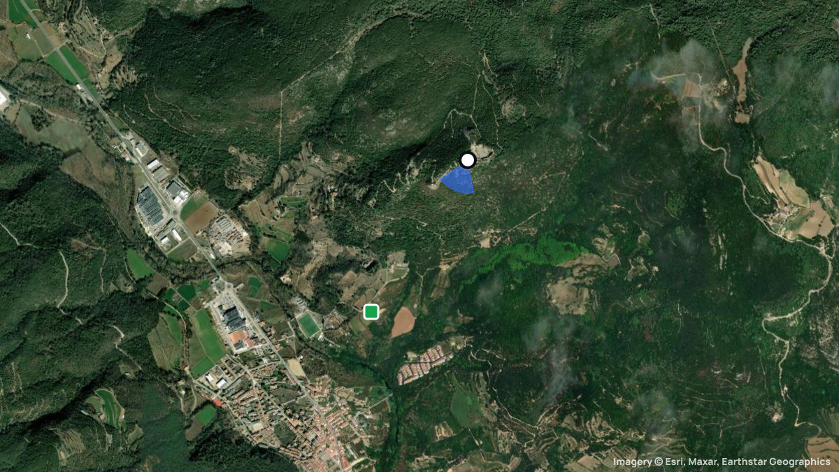 Satellite map of Amer with its launches and landings