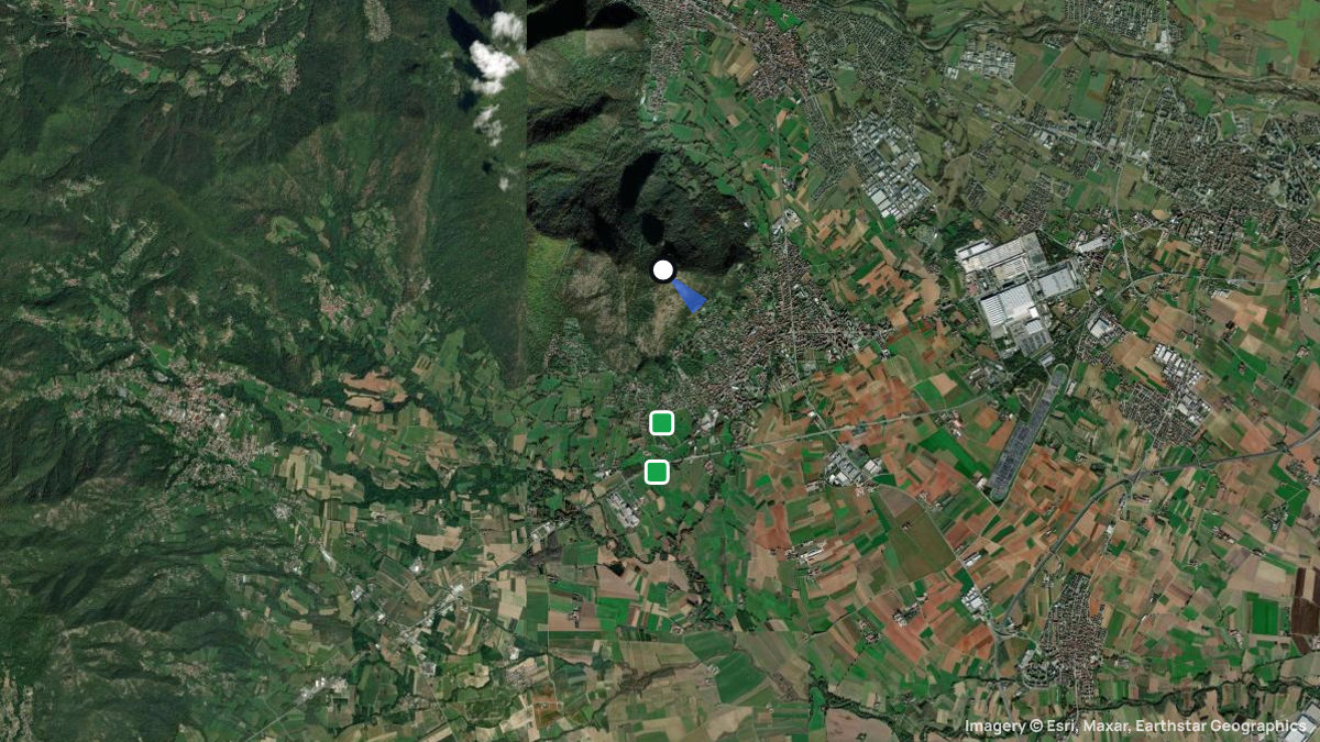 Satellitenkarte von Mont San Giorgio mit Start- und Landeplätzen