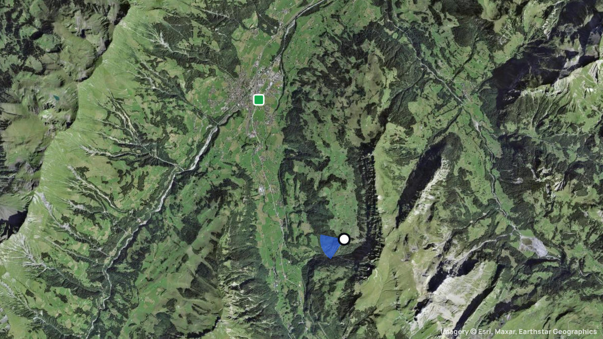Satellitenkarte von Grimer mit Start- und Landeplätzen