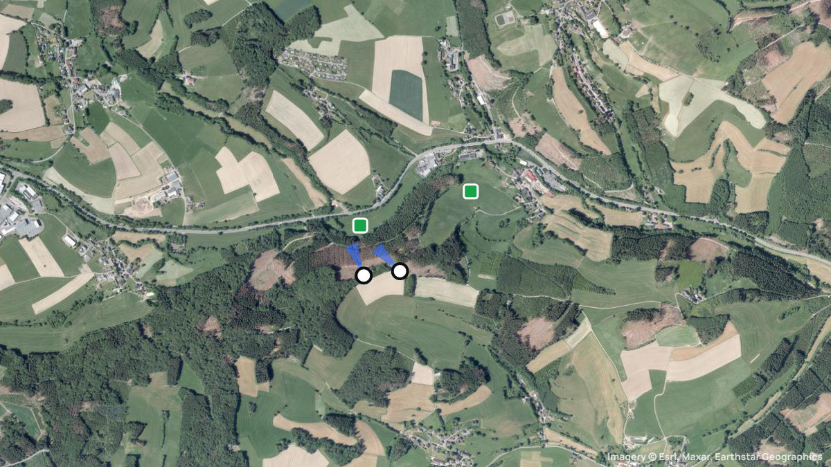 Satellitenkarte von Kötzhelle mit Start- und Landeplätzen