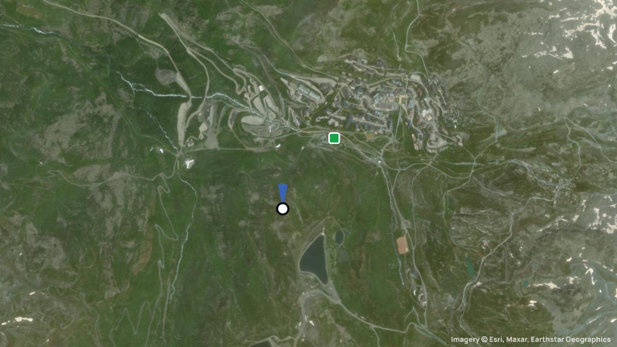 Satellite map of Les Deux Lacs with its launches and landings