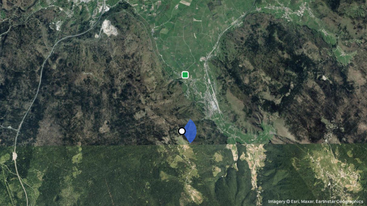 Satellite map of Zavrh with its launches and landings