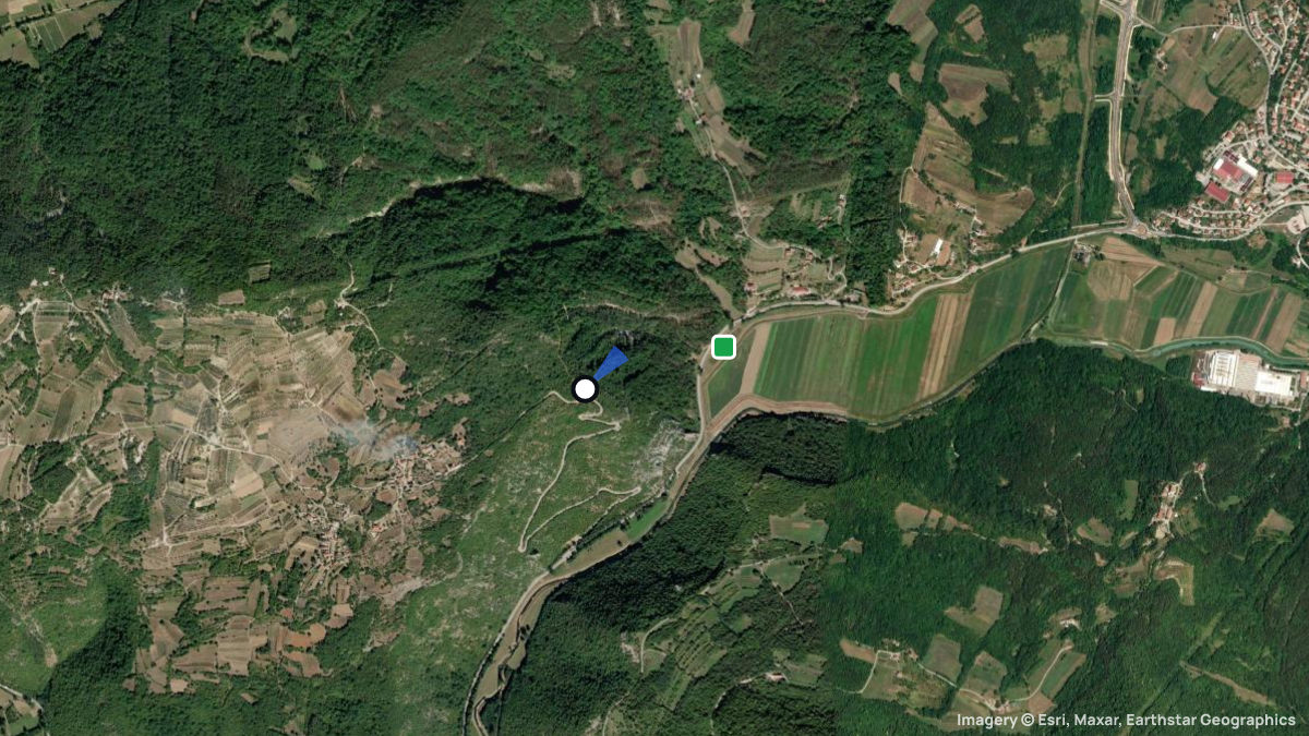 Satellitenkarte von Veli Mlun mit Start- und Landeplätzen