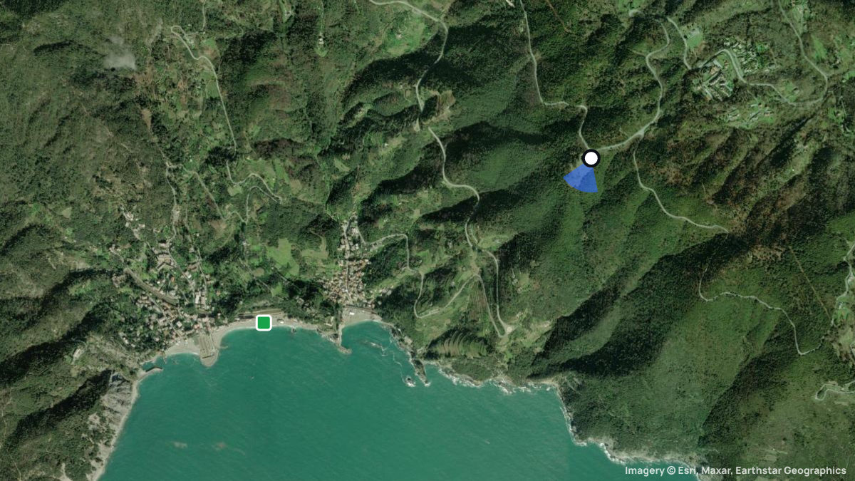 Satellite map of Monterosso with its launches and landings