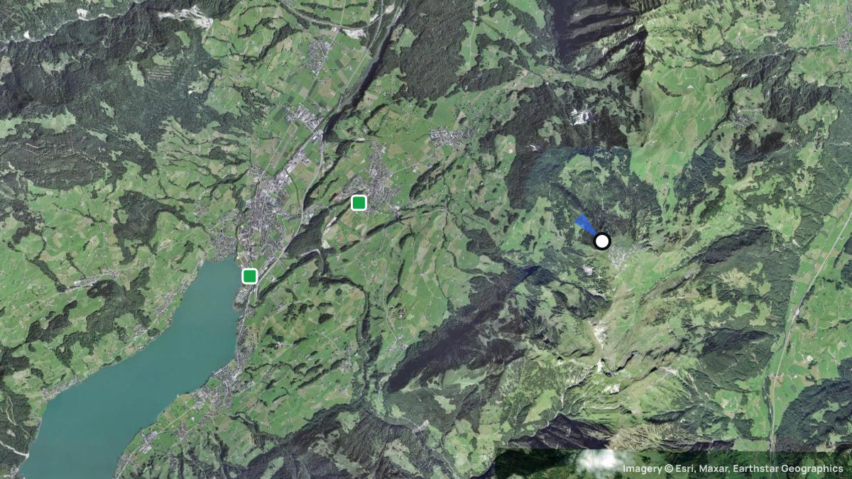 Satellitenkarte von Arvialp mit Start- und Landeplätzen